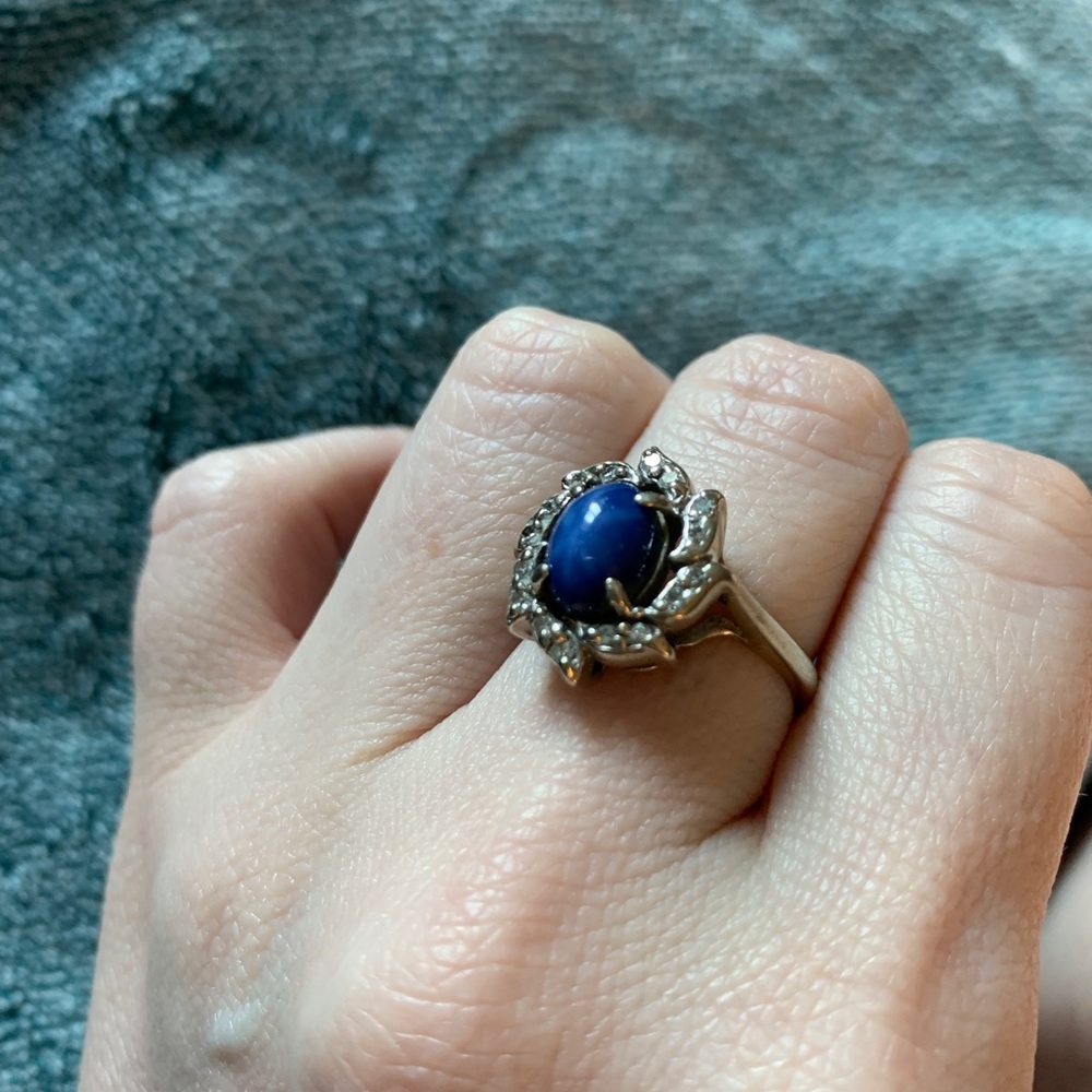 SOLD Star Sapphire and Diamond Cluster Ring